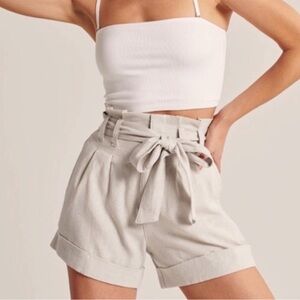 Abercrombie & Fitch Paper Bag High Waist Linen Shorts